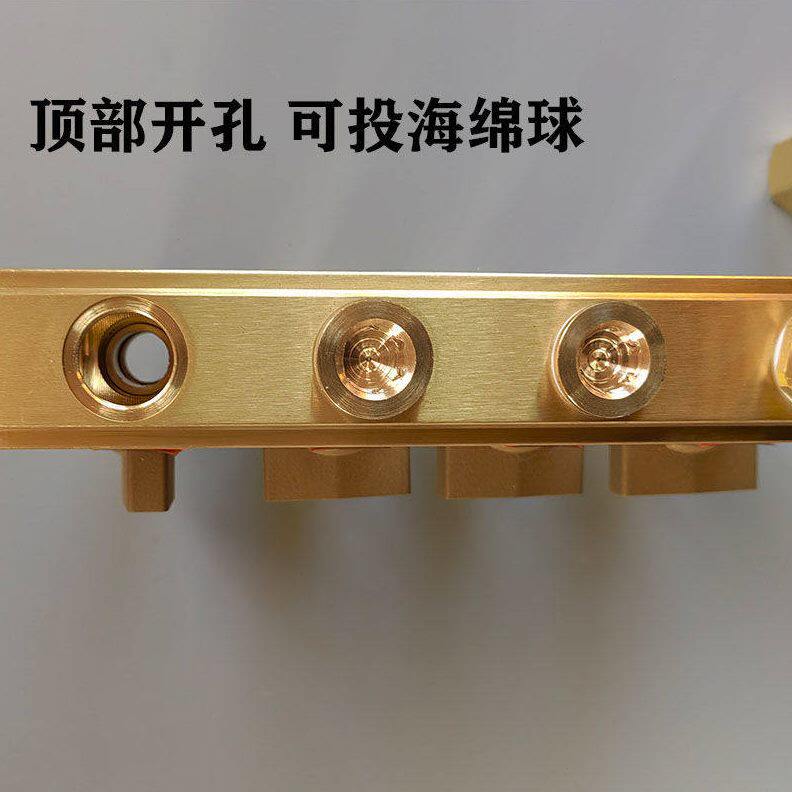 甄选wjk自带清洗地暖分水器全铜大流量地热分水器地暖管全铜家装