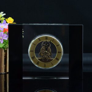 甄选现简约水晶机械钟表摆件 创意家居卧室公用品K9水晶工艺礼品