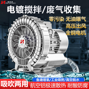 高压漩涡风机电镀气泵强力旋涡工业除尘大功率吸料鼓风机离心风机