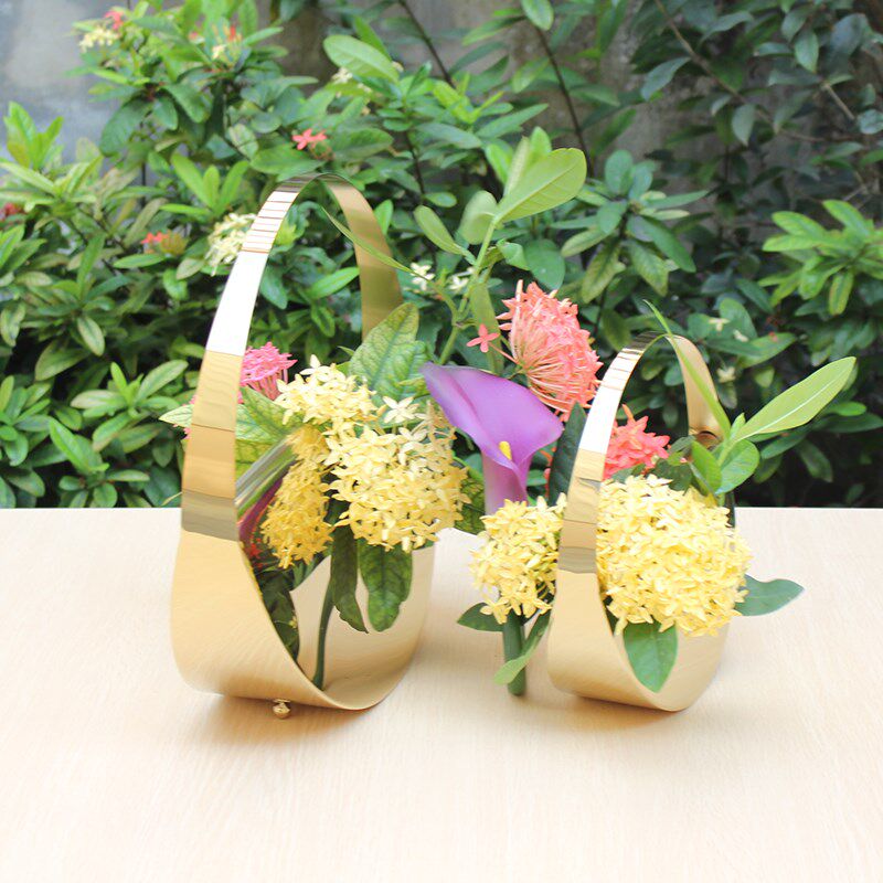 北欧 不锈钢花瓶 几何圆形 金色花器 创意 欧美软装 电镀家居饰品