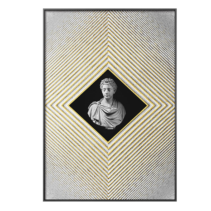 北欧玄关走廊金箔线艺术挂画金属框画客厅沙发背景墙挂画别墅壁画