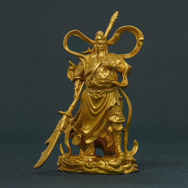 金色武财神关公摆件关二爷伽蓝菩萨关羽铜像神像公司家居装饰礼品