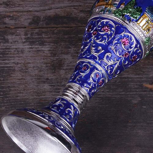 欧式金属耐摔花器装饰桌面插花瓶彩绘工艺品摆件创意城堡道具摆设