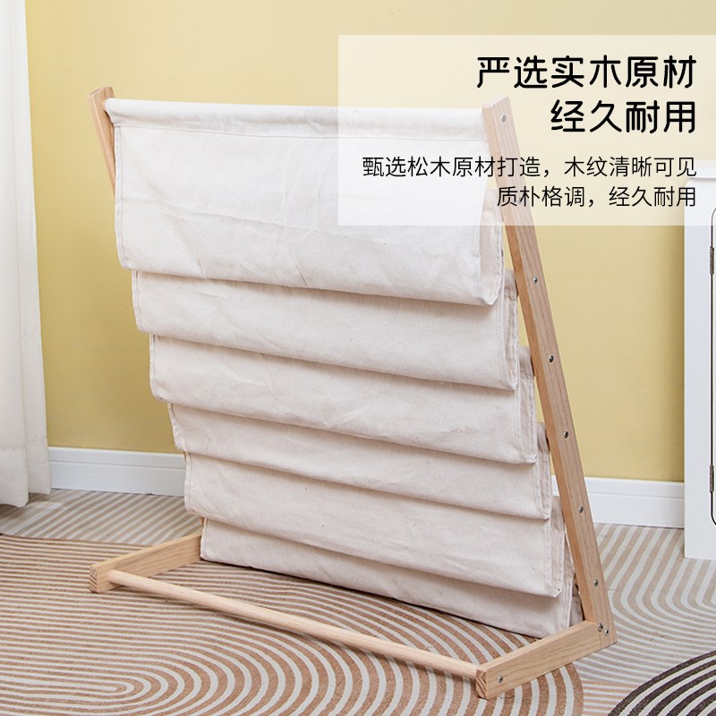 儿童书架玩具二合一实木收纳架家用宝宝阅读角落地多层布艺绘本架