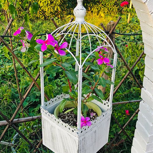 户外铁艺吊篮悬挂复古花架阳台庭院花园垂吊装饰花器吊挂吊兰花盆