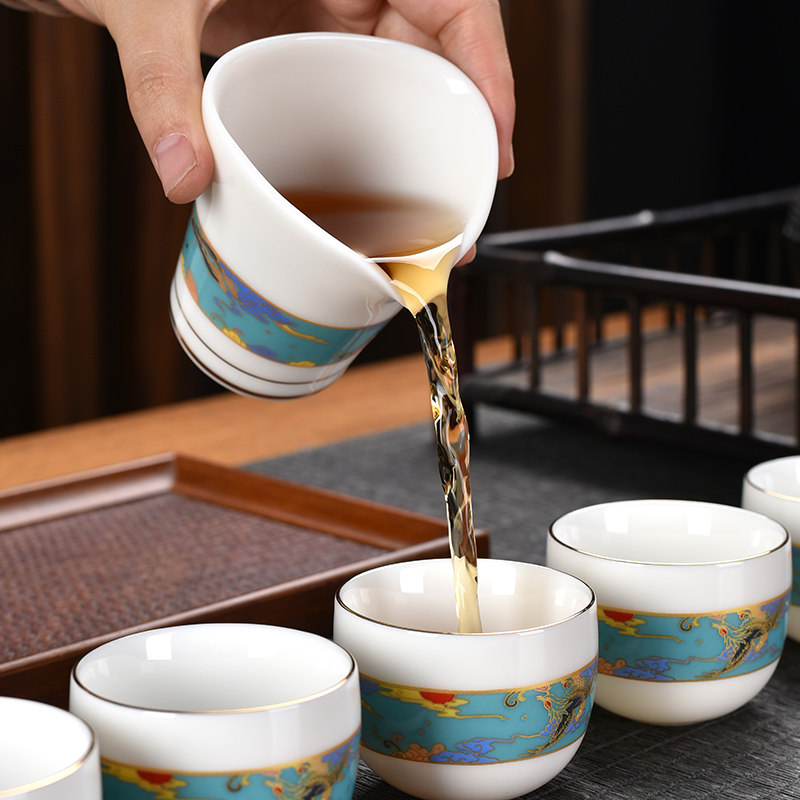 德化白瓷羊脂玉瓷功夫茶具高档家用简约日式泡茶壶盖碗茶杯整套装