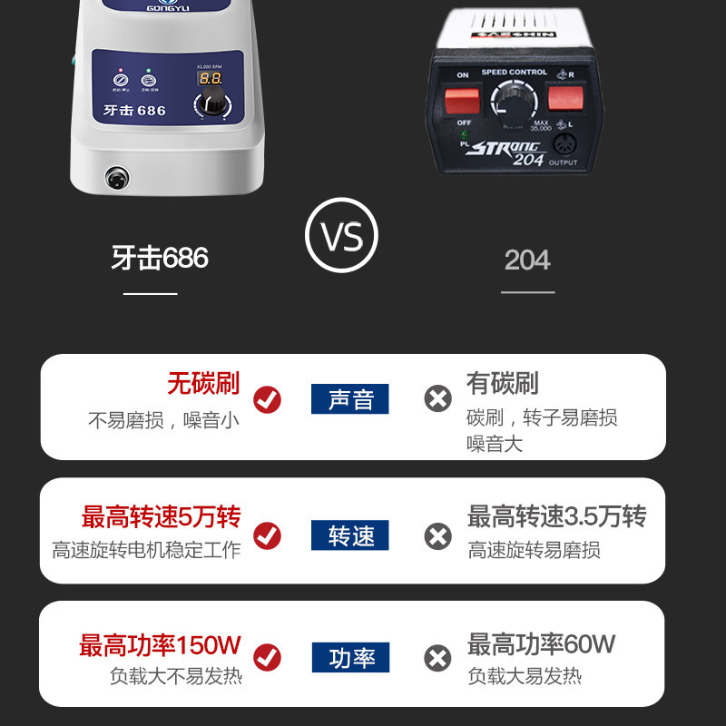 686牙机雕刻机小型无刷打磨机玉雕木雕核雕蜜蜡玛瑙义齿电动工具