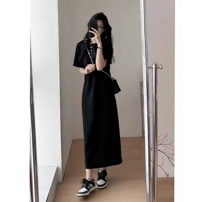 高个子加长版连衣裙女夏季175微胖170到脚踝大码长裙超长款t恤裙