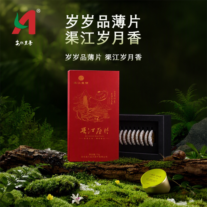 安化黑茶原产地渠江薄片岁月香礼盒装高档茶叶
