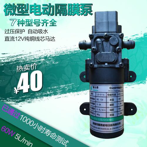 甄选雷士泰电动隔膜泵自吸压力泵压泵小型洗车水泵直流12v60w抽水