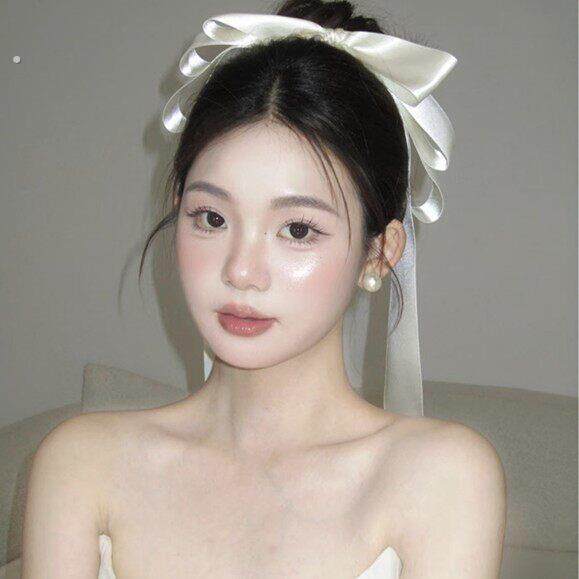 白色超大蝴蝶结飘带发夹女超仙头饰顶夹发卡发饰新娘头饰拍照道具