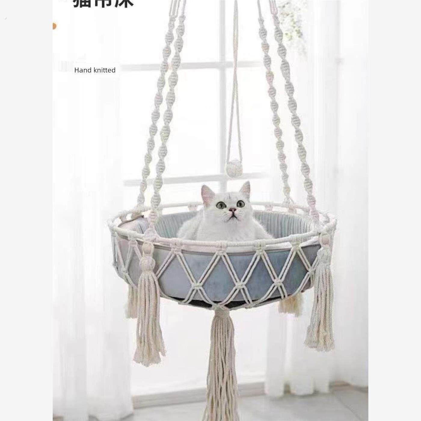 吊床猫窝纯手工编织猫窝吊床篮子家庭宠物挂篮子狗和猫笼子摇摆网