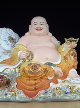大肚笑佛招财客厅供奉家用店铺开业摆品仿陶瓷工艺弥品勒佛礼件