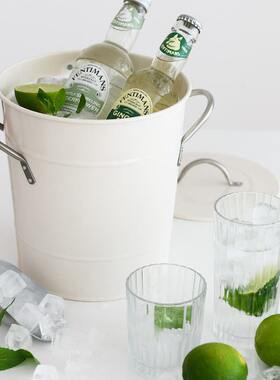 甄选K9HX法式酒吧家用户外啤酒香槟红酒装冰块铁皮小冰桶带盖带冰
