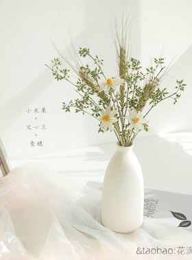 天然玫瑰雏菊麦子风干花薰衣草新房真花束文艺带和花瓶套装床头柜