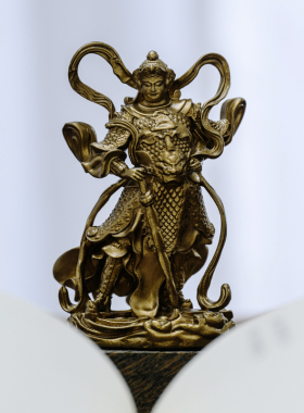 简修行纯公伽蓝韦陀菩萨关摆铜像黄件韦驼菩萨精致茶空间家居饰品