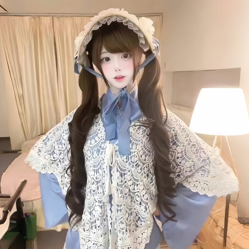 纤韵佳人假发【扎好双马尾】全头lolita冷棕色长卷发80CM网红少萝