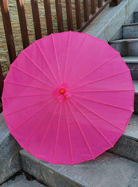 包邮舞蹈伞演出伞古典怀旧素面白伞 绸布diy绘画伞汉服伞纯红色伞