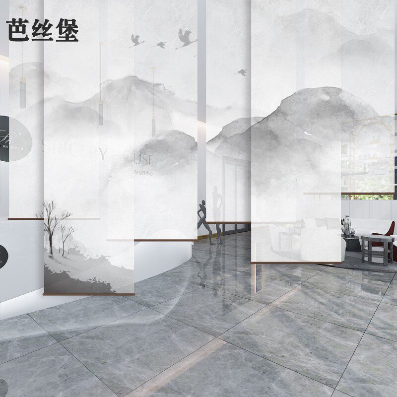 中式卷帘软隔断帘茶室透明窗帘禅意挂式升降卧室大厅飘窗山水遮光
