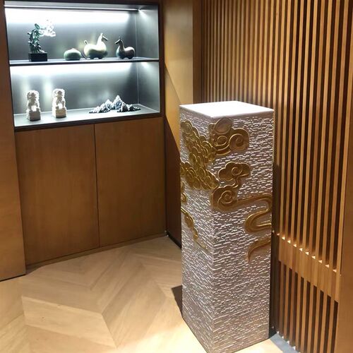 金色祥云展示柱新院式家居茶室玄关客厅庭中地古落仿装饰复古摆件
