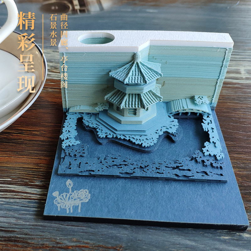 立体便签创意小清新纸雕建筑便利贴便签纸文具用品桌面小摆件