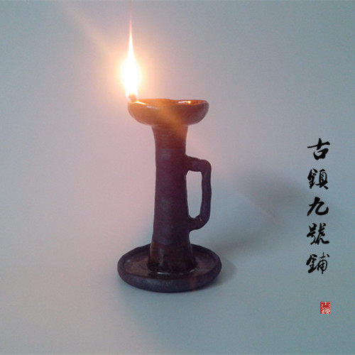 仿古做旧酥油灯禅意茶道油灯宋代青灯中式古典陶瓷烛台老式煤油灯