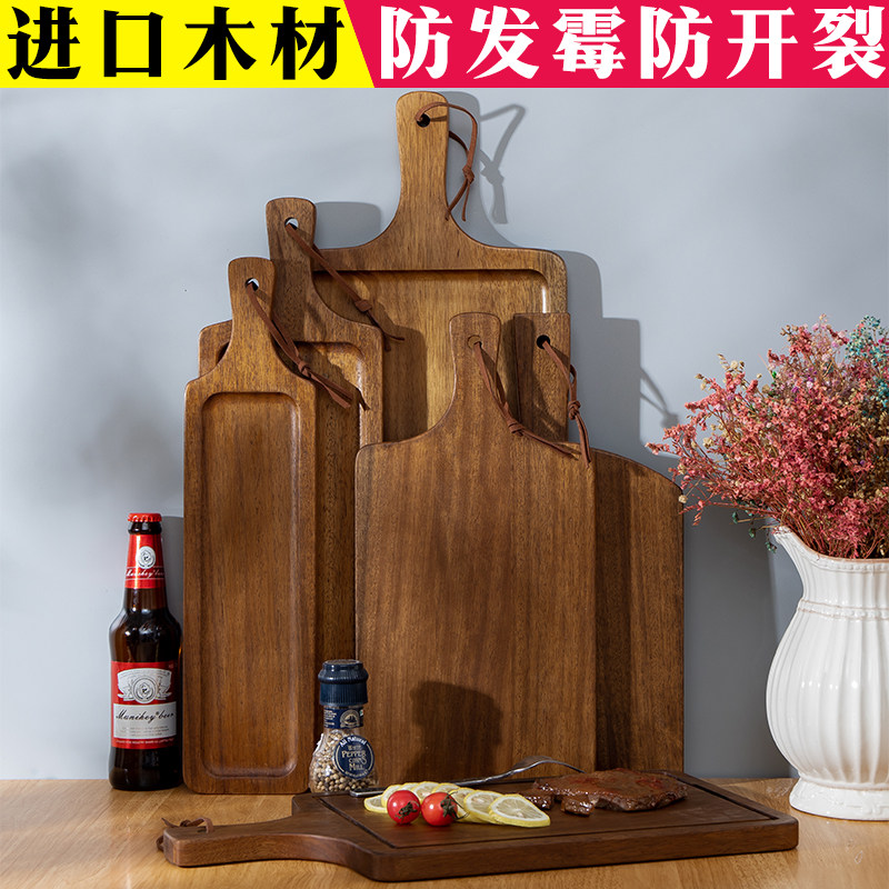 家用无漆切面包甜点牛排砧板日式盘子西餐盘披萨托盘木圆形披萨板