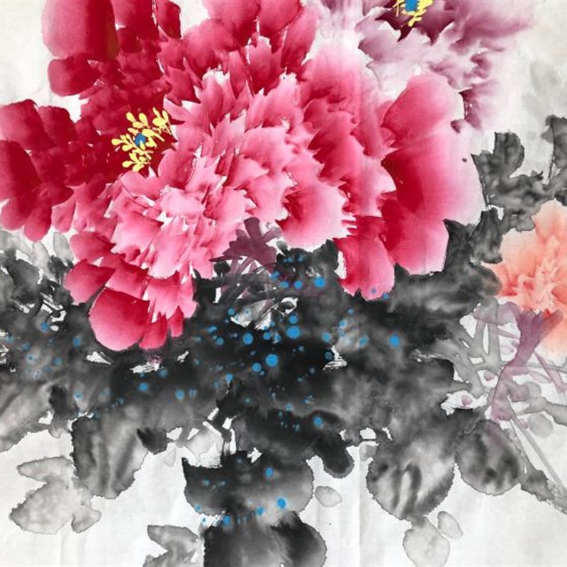 牡丹富贵花开纯手绘写意花鸟国画字画客厅卧室办公室装饰挂画