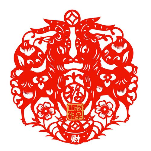 三羊开泰剪纸动物羊窗花贴纸PVC材料不干胶防水喜庆艺术福字