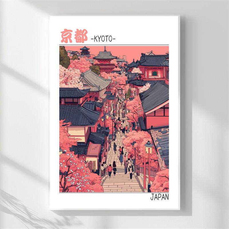 日式浮世绘装饰画有框挂画墙壁复古怀旧餐饮日餐插画京都大阪东京