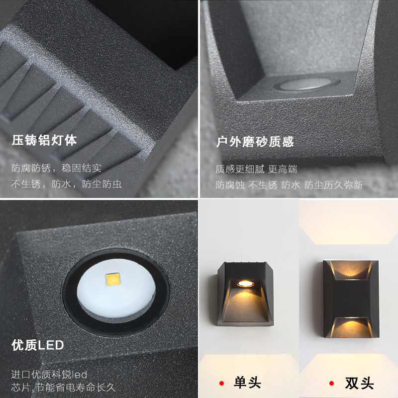 户外壁灯防水双头外墙上下射灯别墅室外庭院洗墙灯阳台装饰围墙灯