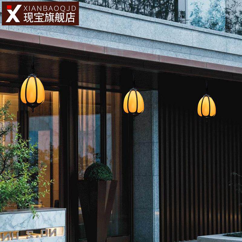 吊灯中式户外防水走廊过道led花园别墅可调节吊链室外凉亭庭院灯
