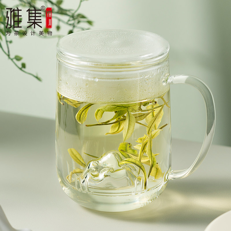 雅集茶具玻璃杯带过滤内胆玻璃泡茶杯茶水分离耐高温办公杯子茶杯