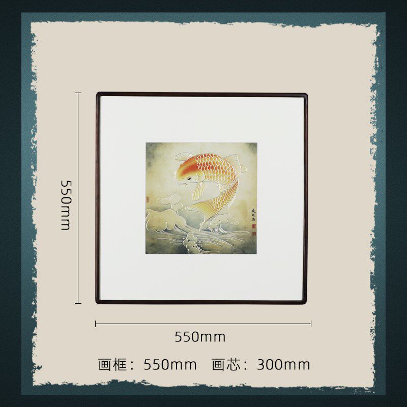 铜雕画《鱼跃龙门》手工錾刻装饰画 客厅玄关背景画 乔迁礼品框画
