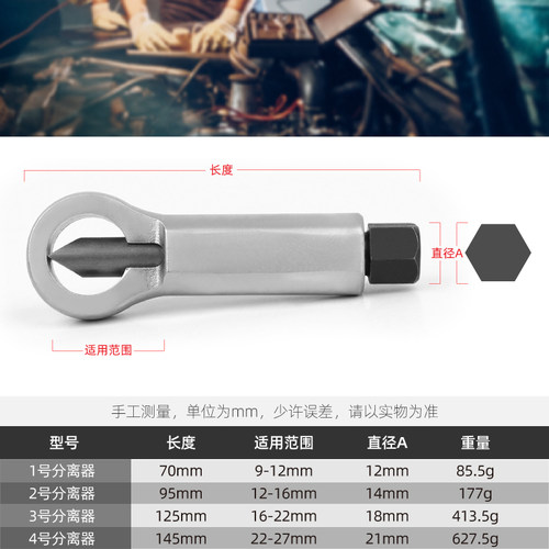生锈螺丝拆卸器螺母分离器破拆器切开劈开螺帽破切器套装汽修工具