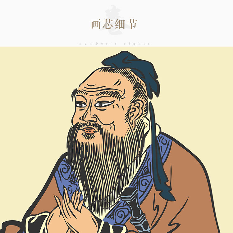 孔子像挂画 儒家画像 教室学校书房客厅装饰画 丝绸画卷轴画包邮