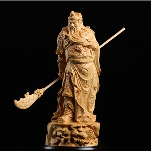 乐清小叶黄杨木雕居家实木摆件汽车饰品雕刻工艺武财神横刀关公