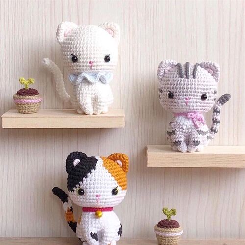 【成品】手工钩织毛线猫咪玩偶可爱小花猫diy摆件创意生日礼物