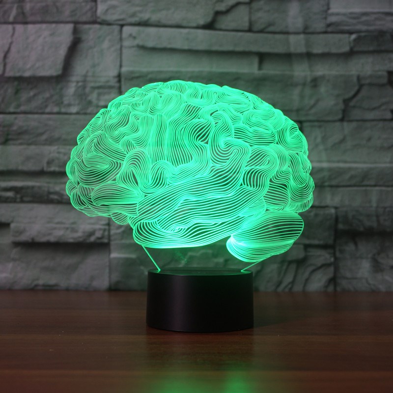 创意大脑3D小夜灯 USB插电式触控变色台灯 卧室LED床头灯