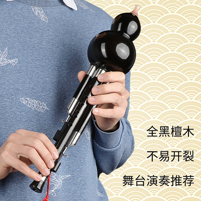 正音堂全黑檀葫芦丝乐器降B调C调成人儿童专业演奏大F大G调葫芦丝