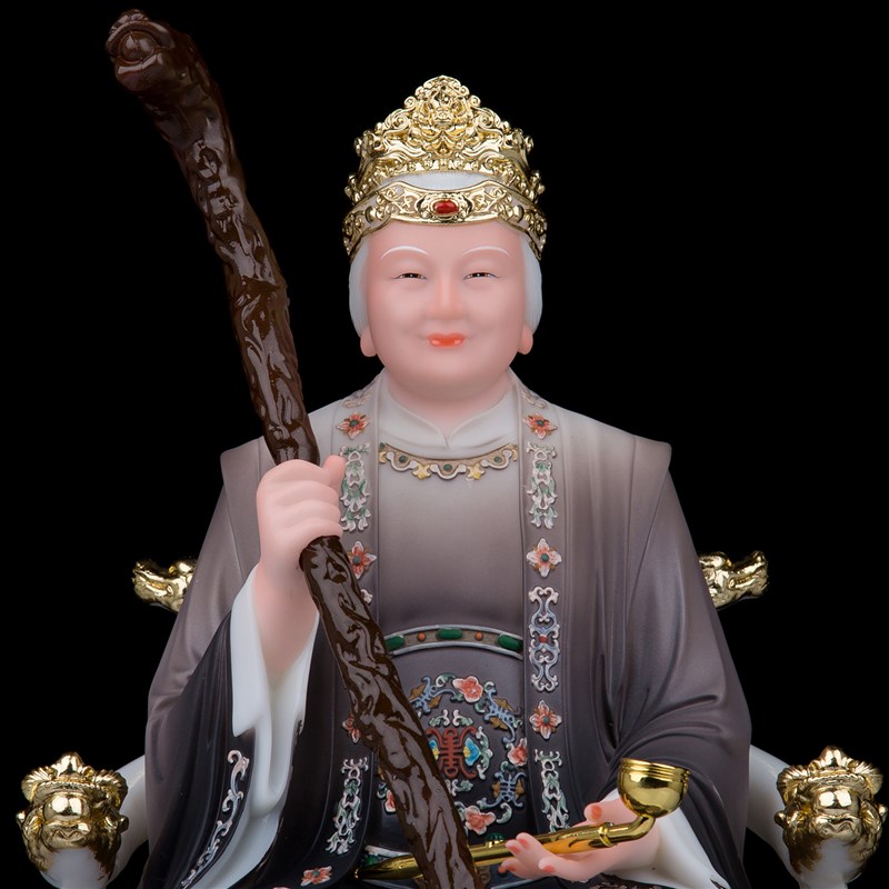 黑老太太神像铁刹山黑奶奶黑妈妈神像四大家族汉白玉彩绘家用摆件