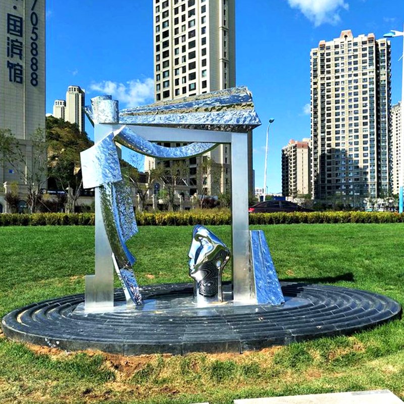 不锈钢抽象艺术品雕塑定做镜面海纳百川景区摆件城市广场铁艺景观