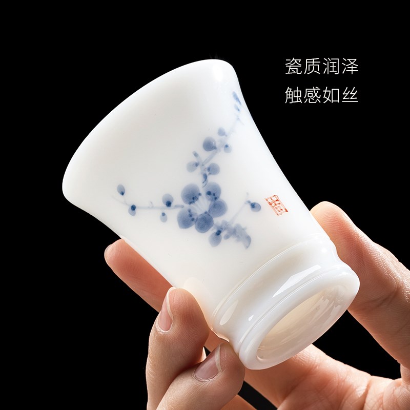 妙莲天香手绘梅兰竹菊冰种玉瓷品茗杯单杯中式陶瓷茶杯个人专用杯