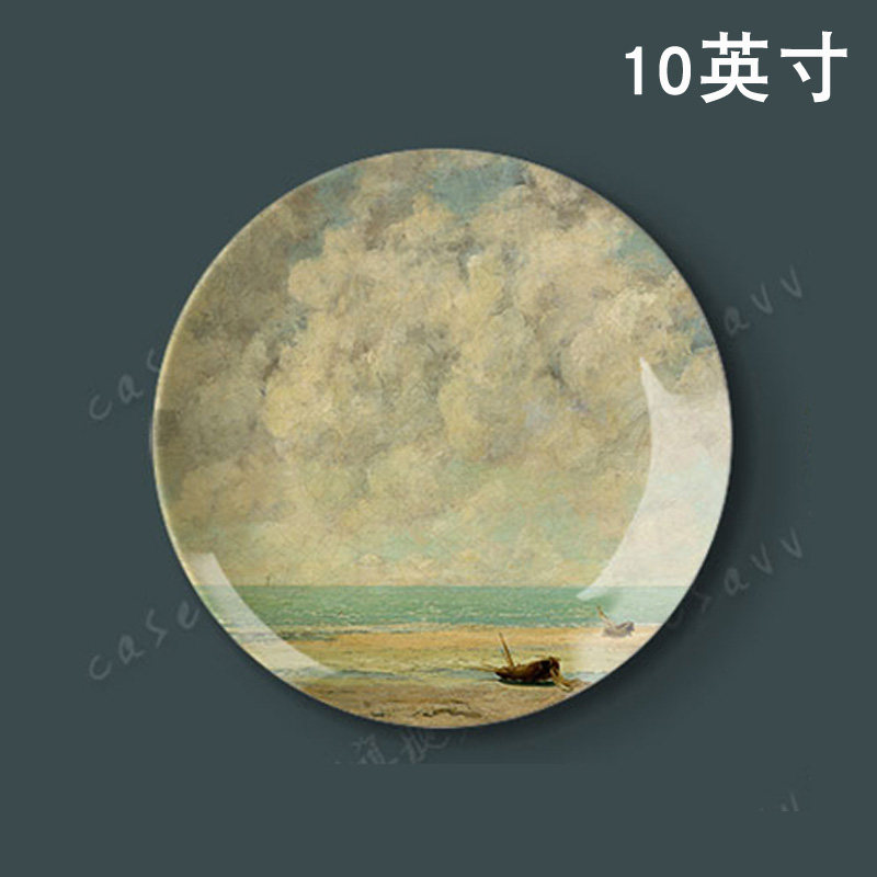 10英寸博物馆油画陶瓷盘子客厅餐厅酒店装饰挂盘墙饰摆件