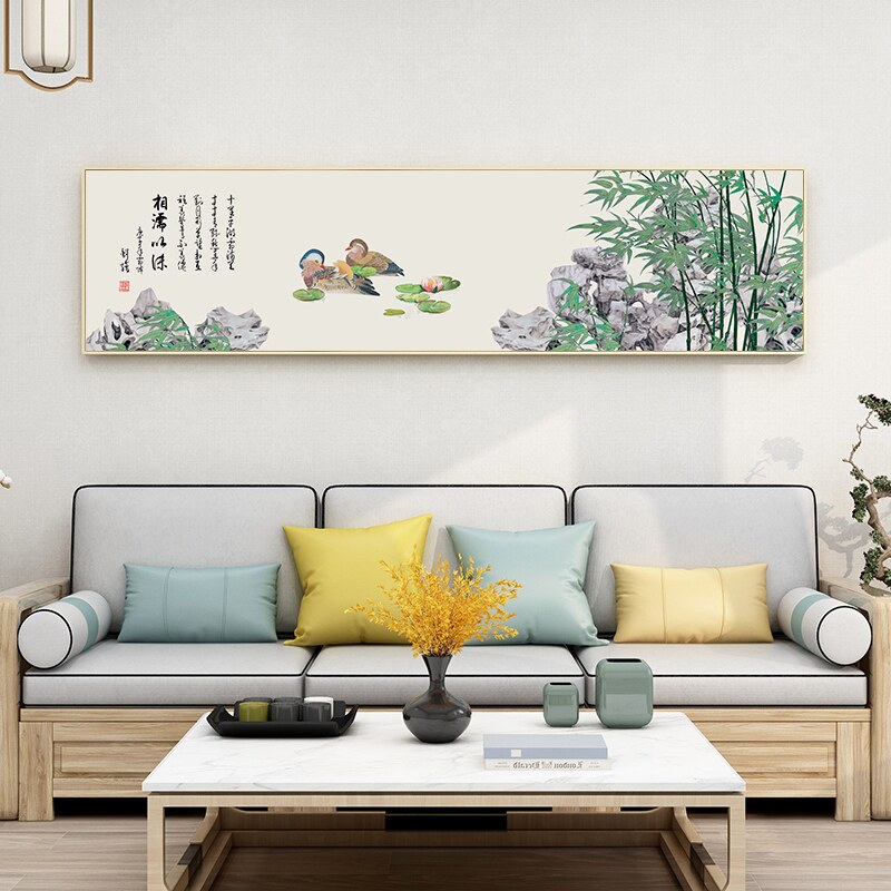 鸳鸯戏水图床头画结婚礼物客厅夫妻挂画新中式卧室相濡以沫装网红