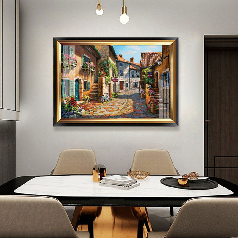 餐厅装饰画美式饭厅厨房风景挂画欧式餐桌背景墙单幅玄关横版壁画