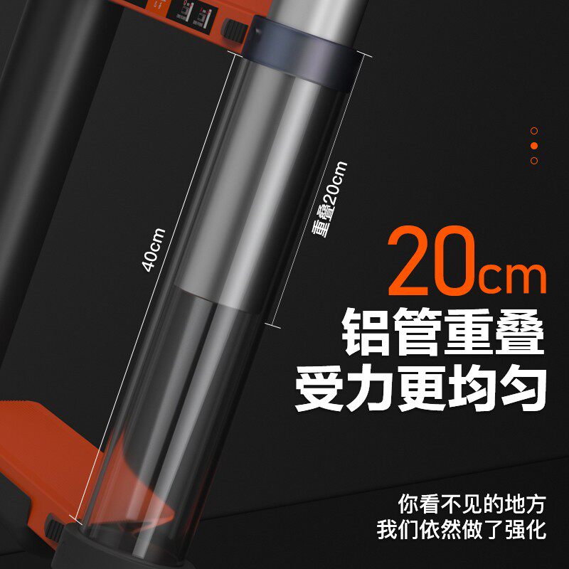 巴芬伸缩家用铝合金伸缩直梯折叠便携式单面靠墙带挂钩带滚轮直梯