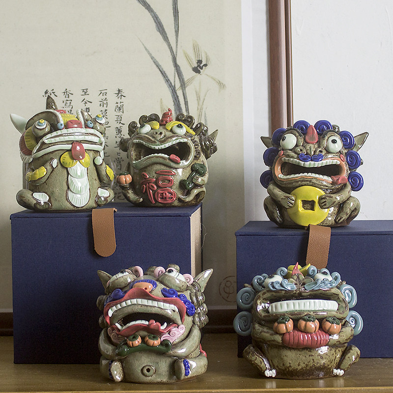 手做工艺礼品摆饰手工香插茶宠中式复古茶桌书房工艺礼品摆饰麒麟