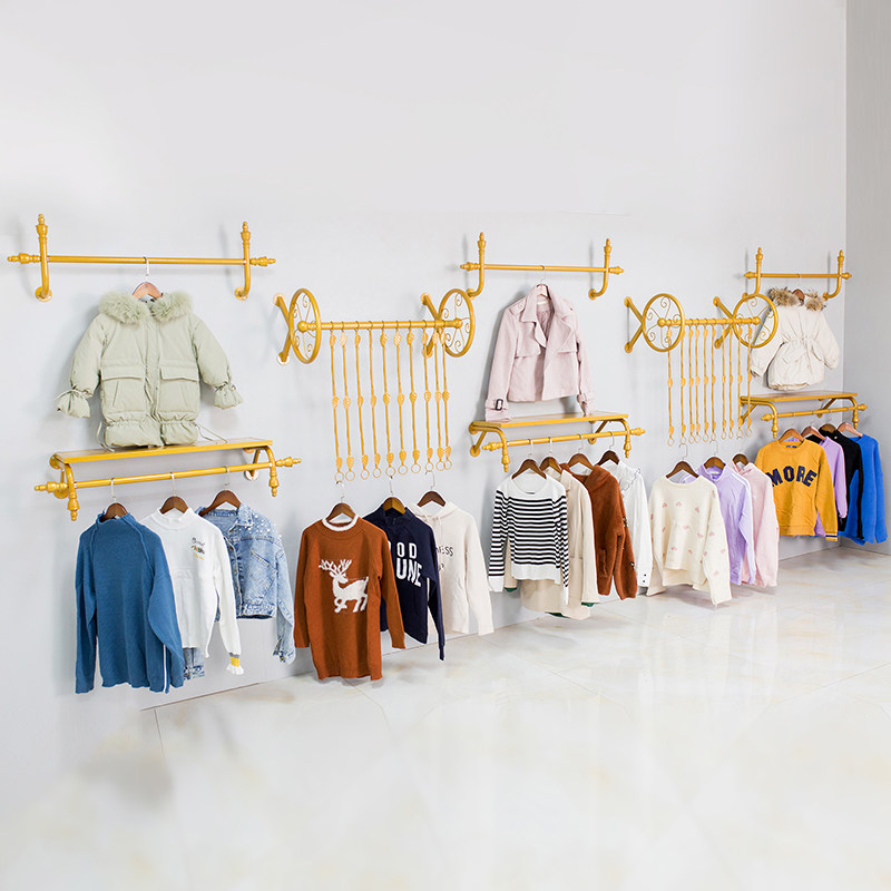 服装店衣架卖衣服用架子服装展示架子女装童装 店货架上墙侧挂架