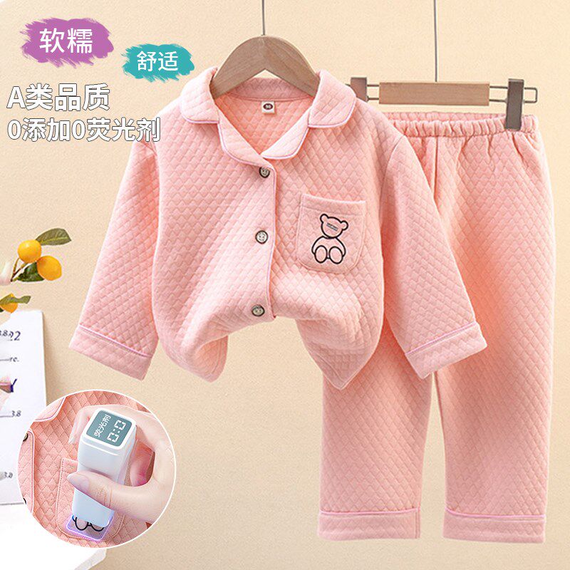 儿童睡衣秋冬款夹棉男童女童保暖衣冬天小孩中大童家居服加厚套装